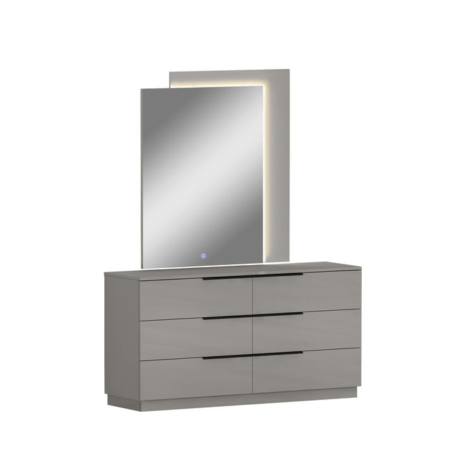 Whiteline Damien Light Grey Black Dresser And Mirror WTL-DR2022-LGRY-BLK-DRMR