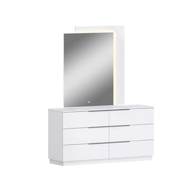 Whiteline Damien White Dresser And Mirror