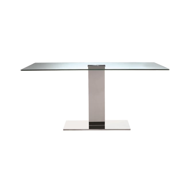 Whiteline Genoa Clear Glass Stainless Steel Dining Table WTL-DT1418