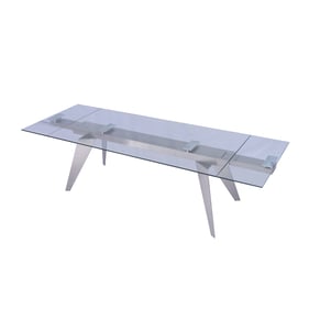 Whiteline Kristy Clear Glass Extendable Dining Table