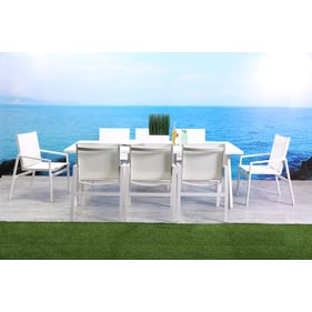 Whiteline Rio Matte White Aluminium 9pc Outdoor Dining Set