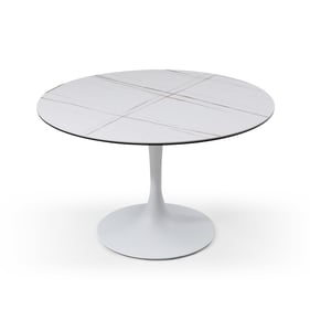 Whiteline Amarosa White Round Dining Table