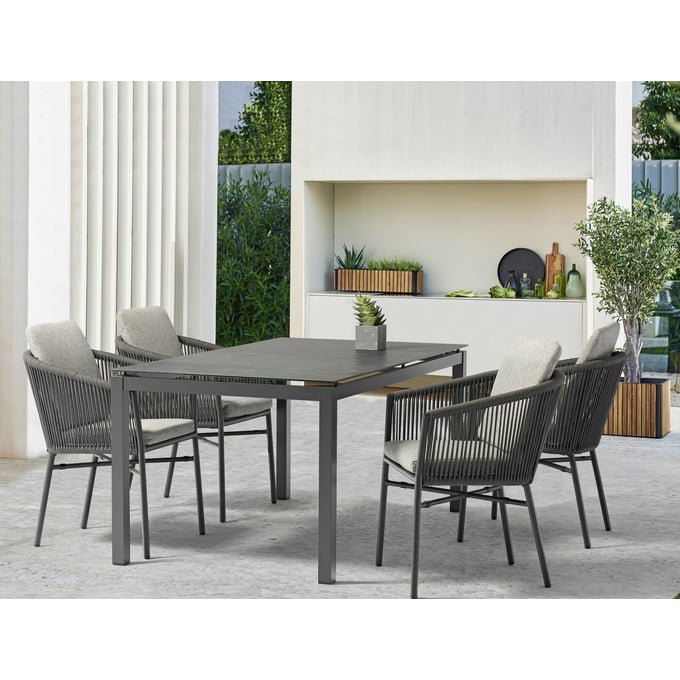 Whiteline Lynn Dark Grey 5pc Outdoor Dining Set WTL-DT1837-OUTDOOR-DR-S1