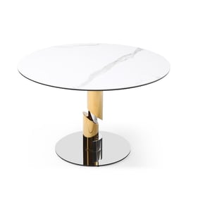 Whiteline Gloria White Round Dining Table