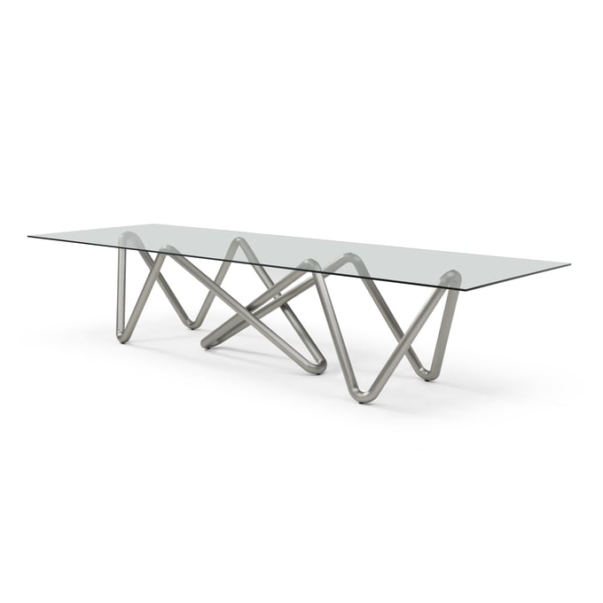 Whiteline Anaconda Silver Dining Table WTL-DT2035-NKL