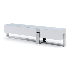 Whiteline Blake White Glass Top TV Unit