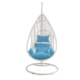 Whiteline Bravo White Wicker Outdoor Egg Chair