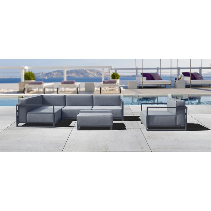 Whiteline Sensation Grey Fabric Aluminium 6pc Outdoor Seating Set WTL-CH1701-SEC1