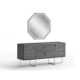 Whiteline Chloe Grey Dresser And Mirror