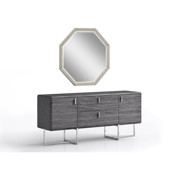 Whiteline Chloe Grey Dresser And Mirror WTL-DR1888-DRMR