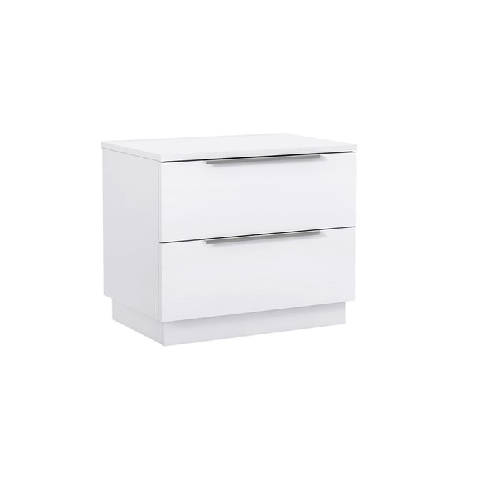 Whiteline Damien White Nightstand WTL-NS2022-WHT-SLV