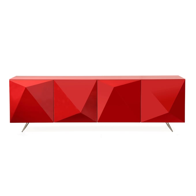 Whiteline Samantha Red Glass Top Buffet WTL-SB1193-RED