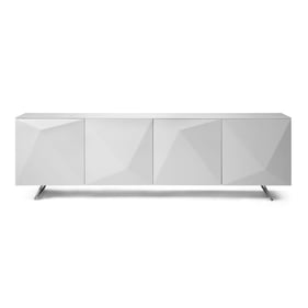 Whiteline Samantha White Glass Top Buffet