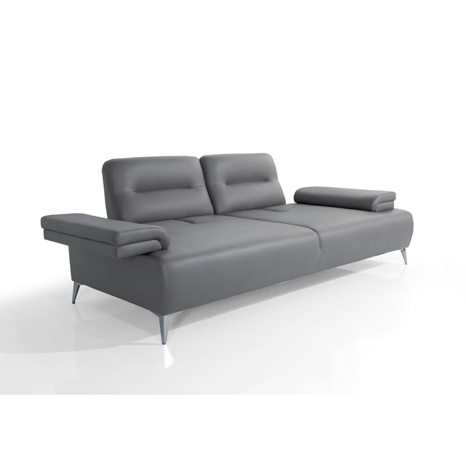 Whiteline Ruslan Light Grey Leather Sofa WTL-SO1759-LGRY