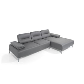 Whiteline Ruslan Light Grey Leather Sectional