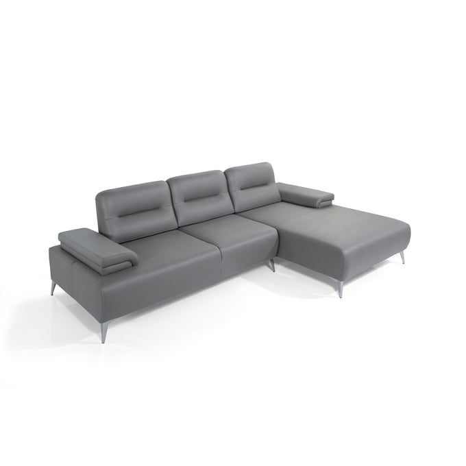 Whiteline Ruslan Light Grey Leather Sectional WTL-SR1759-LGRY