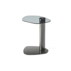 Whiteline Lexi Grey Glass Top Side Table