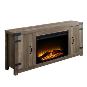 Acme Furniture Tobias Rustic Oak Fireplace