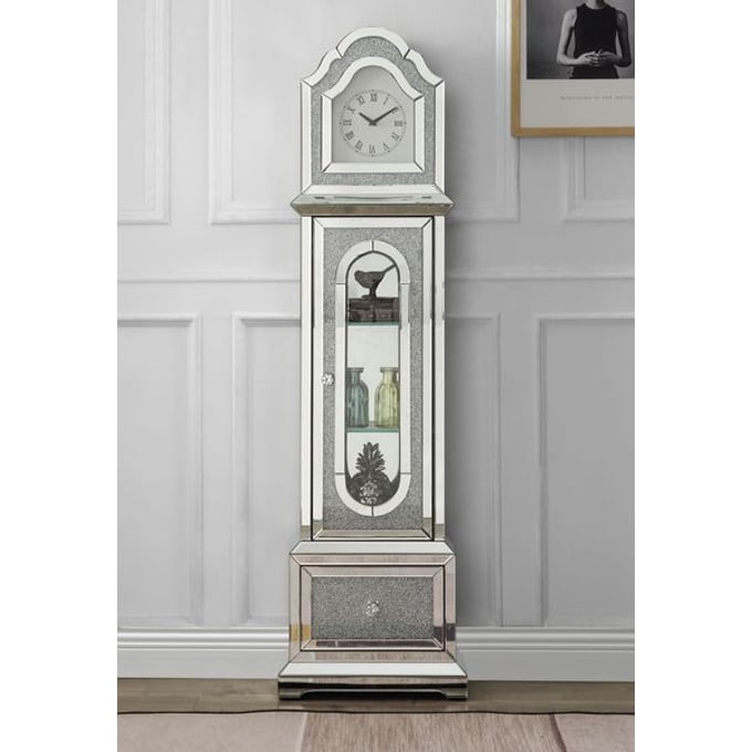 Acme Furniture Noralie Mirror Diamonds LED Grandfather Clock ACM-AC00347