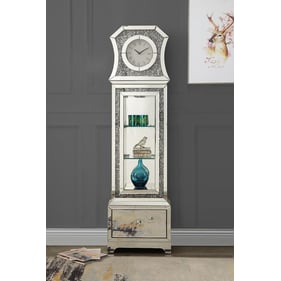 Acme Furniture Noralie Mirrored Diamonds LED Grandfather Clock