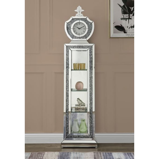 Acme Furniture Noralie Mirrored Grandfather Clock with LED ACM-AC00351