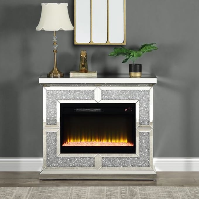 Acme Furniture Noralie Glass Mirrored Fireplace ACM-AC00512