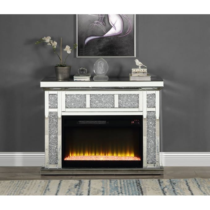 Acme Furniture Noralie Mirrored Glass Fireplace ACM-AC00513