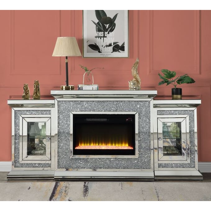 Acme Furniture Noralie Mirrored LED Fireplace ACM-AC00522