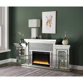 Acme Furniture Noralie Mirrored Diamonds LED Fireplace