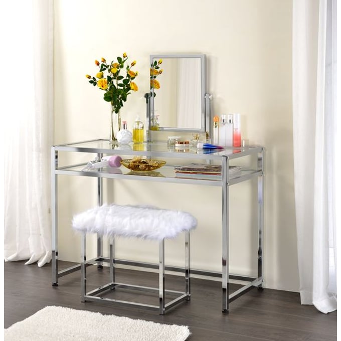 Acme Furniture Coleen Chrome 3pc Vanity Set ACM-AC00666