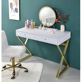 Acme Furniture Coleen White Gold Vanity Desk