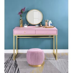 Acme Furniture Coleen Pink Gold Vanity Desk