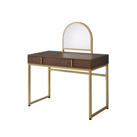 Acme Furniture Coleen Walnut Gold Vanity Desk