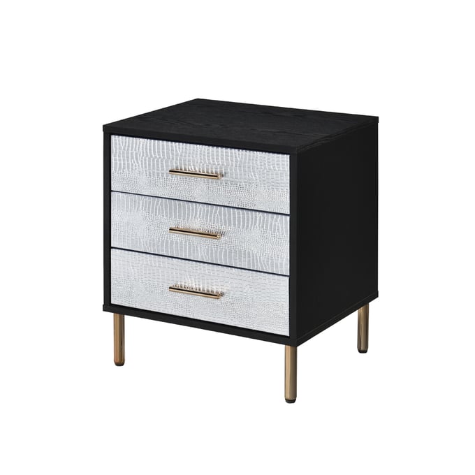 Acme Furniture Myles Black Silver Gold Nightstand ACM-AC00842