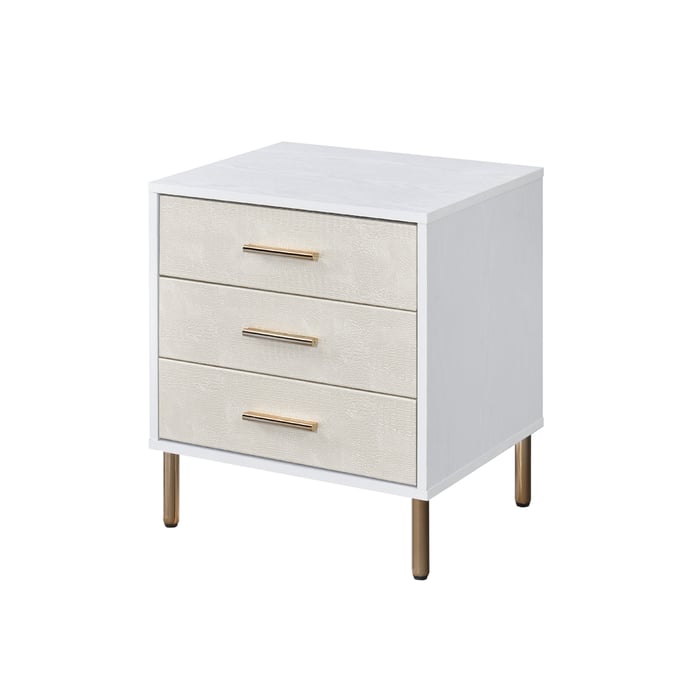 Acme Furniture Myles White Champagne Gold Nightstand ACM-AC00843