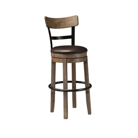 Ashley Furniture Pinnadel Light Brown Tall Upholstered Swivel Barstool