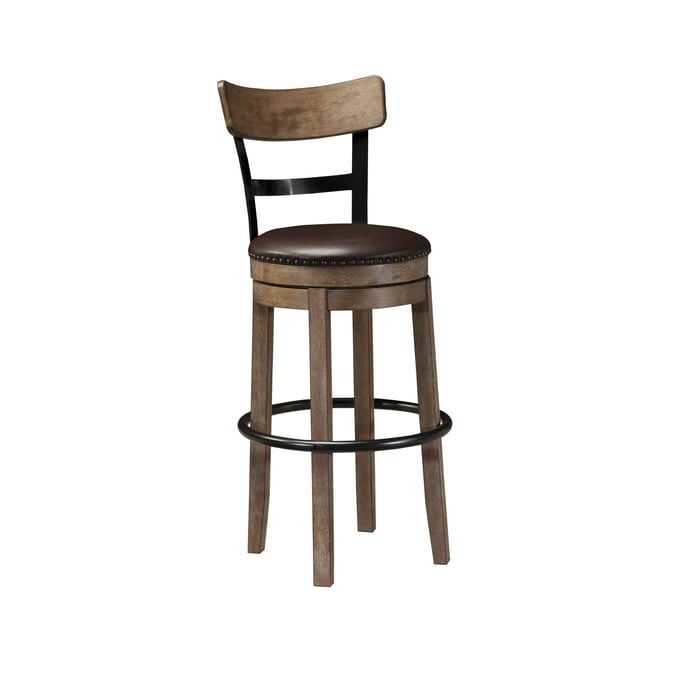 Ashley Furniture Pinnadel Light Brown Tall Upholstered Swivel Barstool D542-130