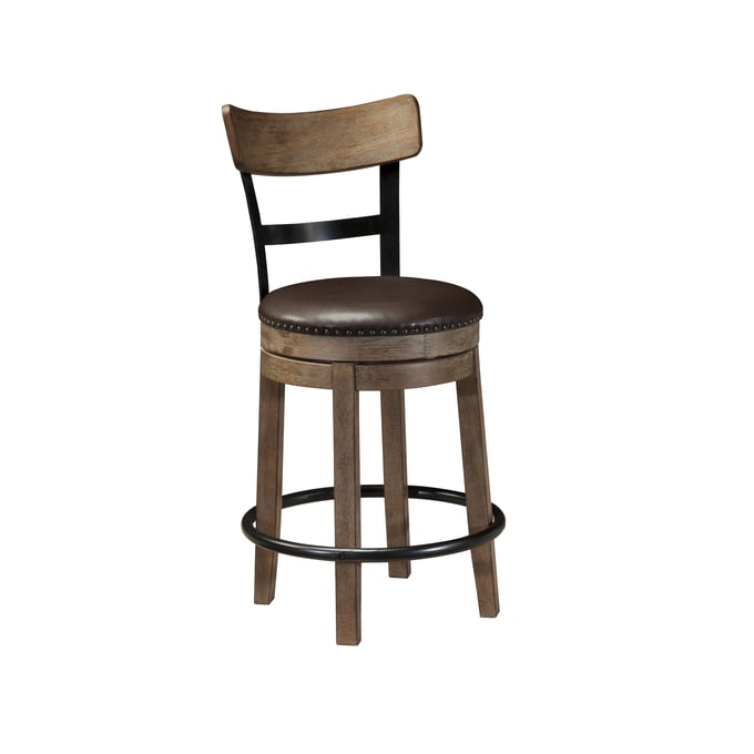 Ashley Furniture Pinnadel Light Brown Upholstered Swivel Counter Height Stool D542-124