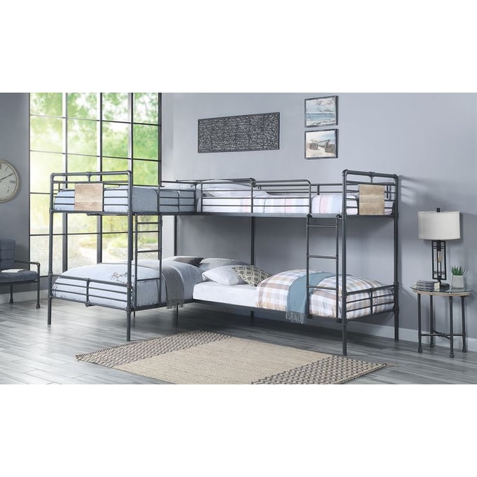 Acme Furniture Cordelia Sandy Black Dark Bronze Twin Over Full Bunk Bed ACM-BD00365