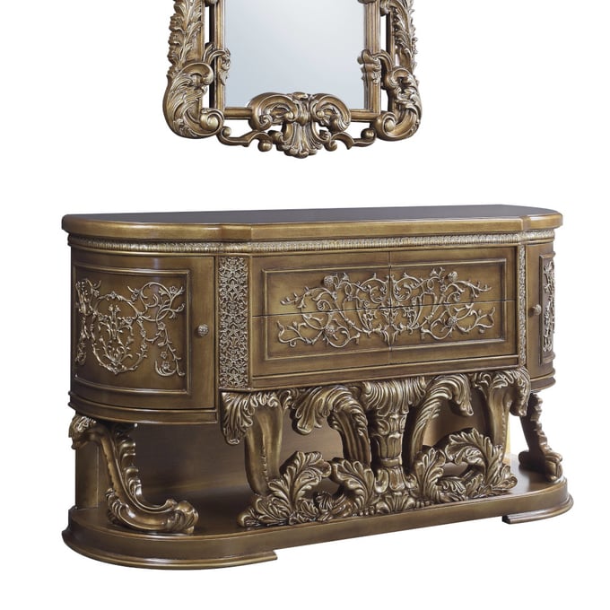 Acme Furniture Constantine Brown Gold Dresser And Mirror ACM-BD0047-DRMR