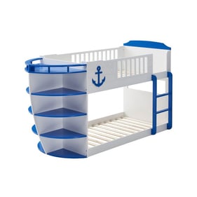 Acme Furniture Neptune Sky Blue White Twin Over Twin Storage Bunk Bed