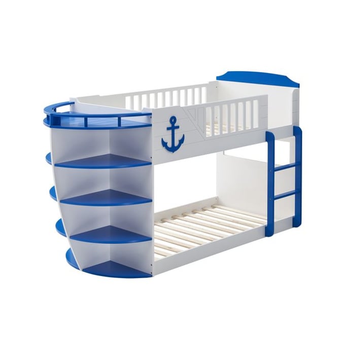 Acme Furniture Neptune Sky Blue White Twin Over Twin Storage Bunk Bed ACM-BD00577