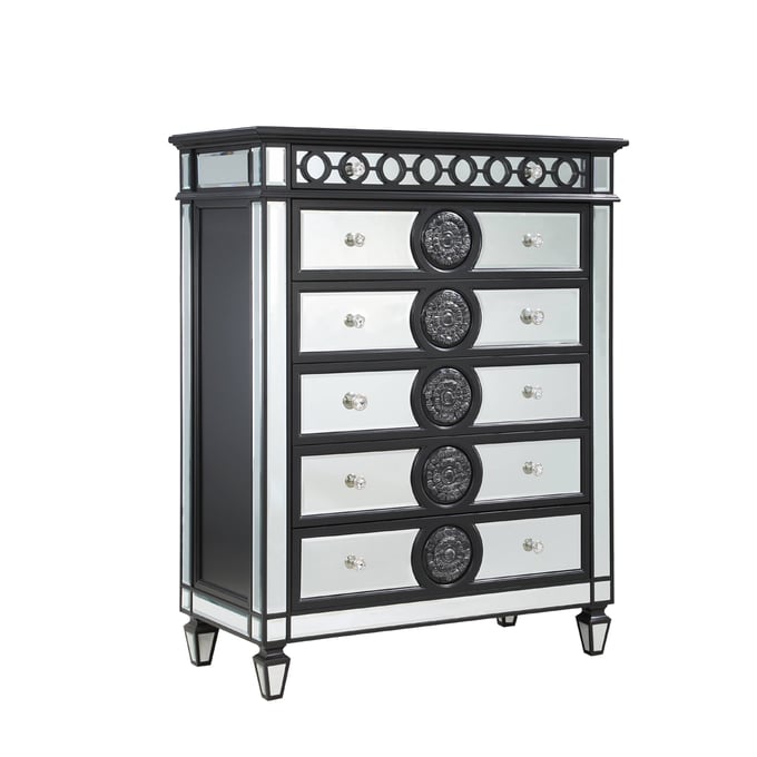 Acme Furniture Varian II Mirrored Black Sliver Chest ACM-BD00588