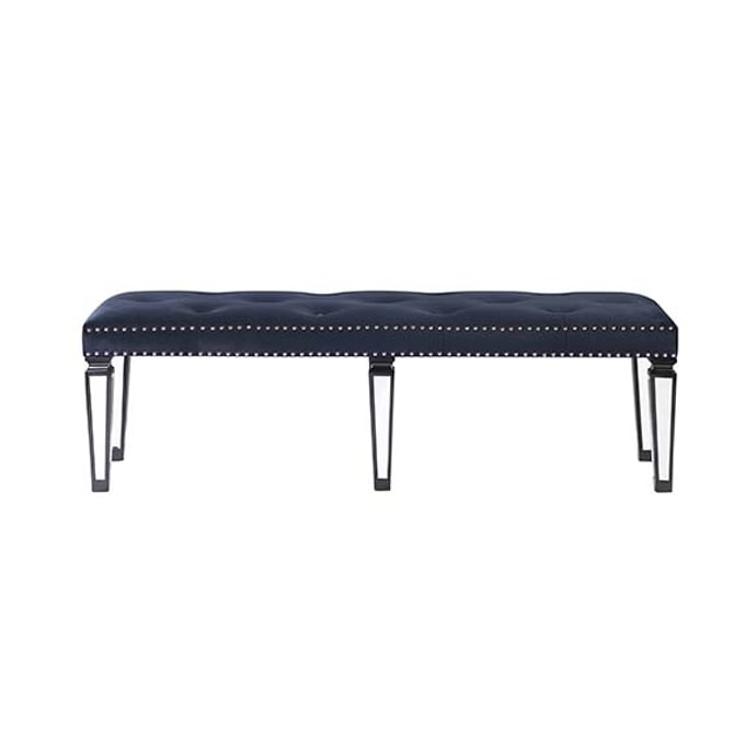 Acme Furniture Varian II Mirrored Dark Navy Bench ACM-BD00589