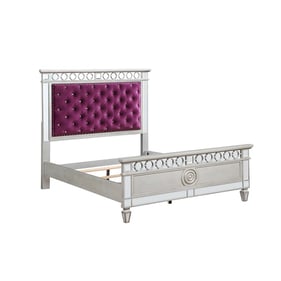 Acme Furniture Varian Burgundy Silver Mirrored Twin Bed