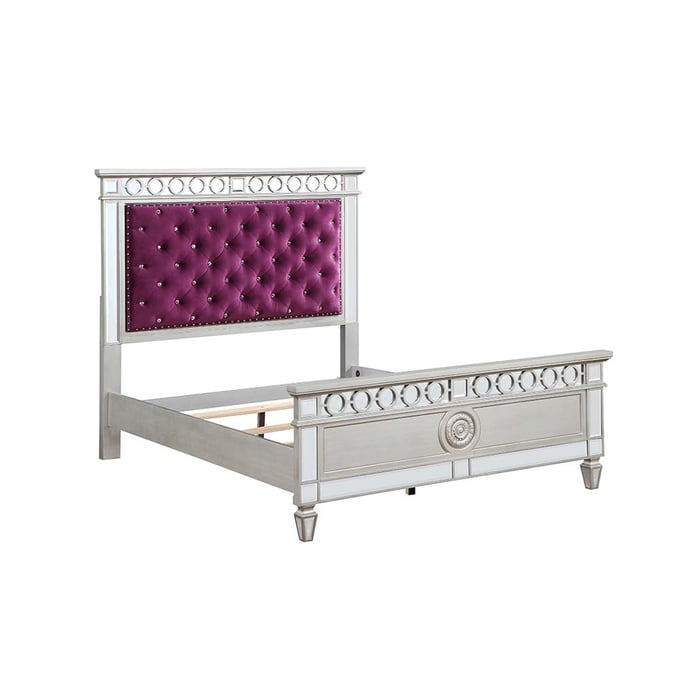 Acme Furniture Varian Burgundy Silver Mirrored Twin Bed ACM-BD01279T