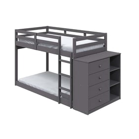 Acme Furniture Gaston Gray Twin Over Twin Bunk Bed with Cabinet