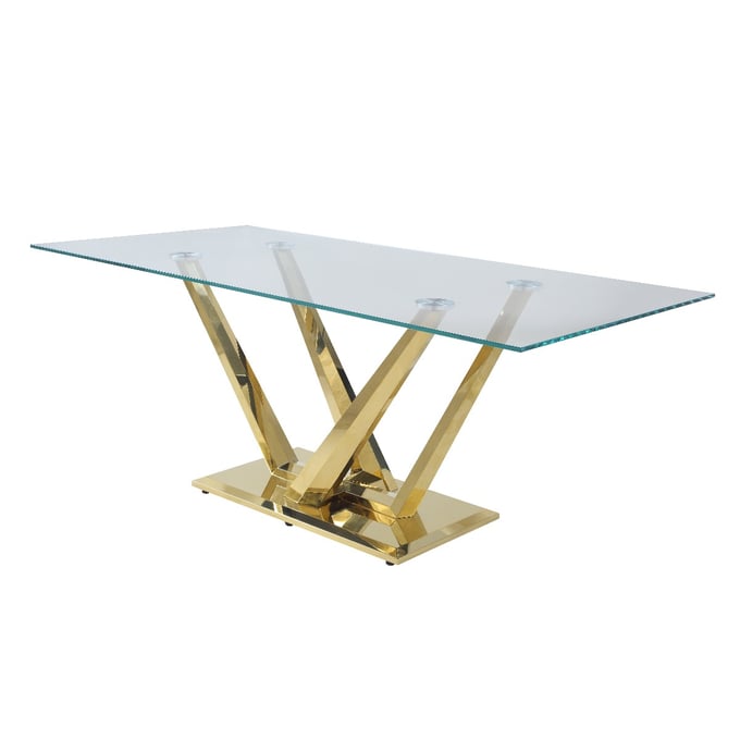 Acme Furniture Barnard Clear Mirrored Gold Dining Table ACM-DN00219