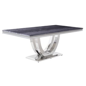 Acme Furniture Cambrie Stone Top Mirrored Silver Dining Table