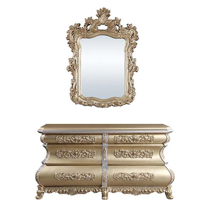 Acme Furniture Seville Gold Server And Mirror ACM-DN00454-BD00453